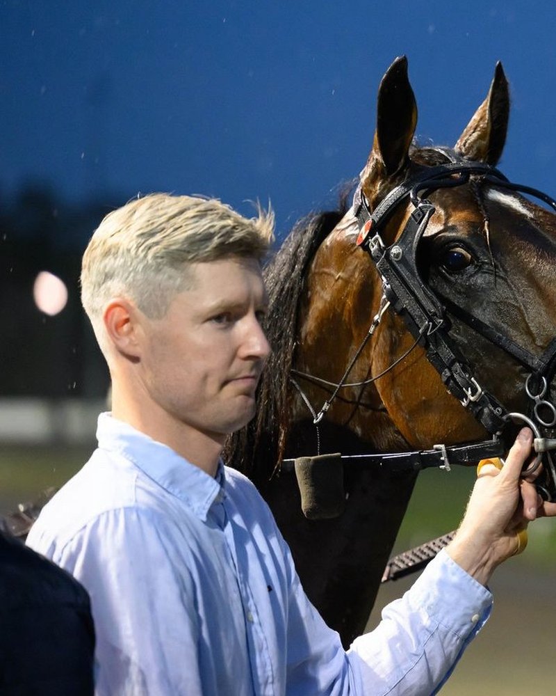 Josh Stapleton with a horse trackside